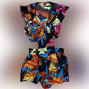 SHEIN Colorful Tropical Women’s Two Piece set Size M